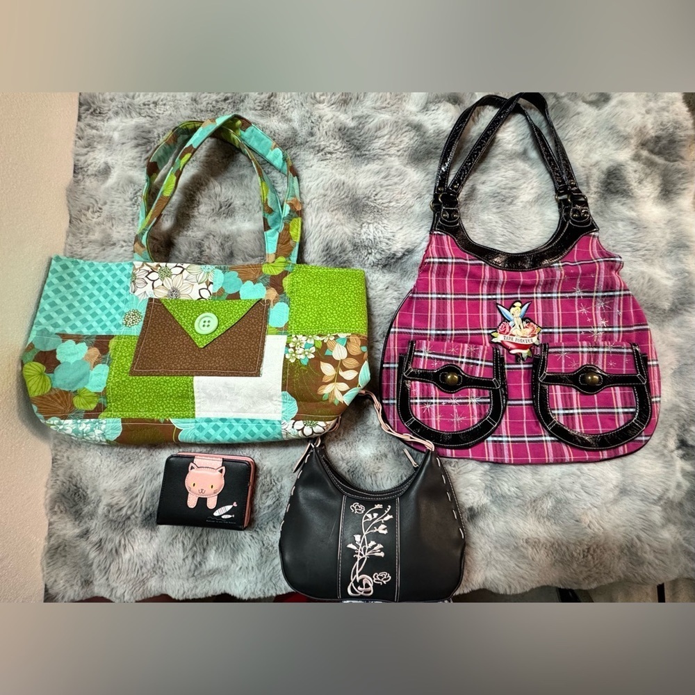 Floral Patchwork and Plaid Shoulder Bags Bundle
